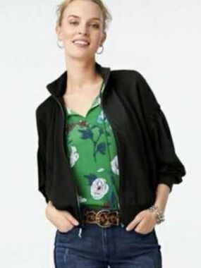 CAbi Chance Black Bomber Jacket Style 3731 Women Size L